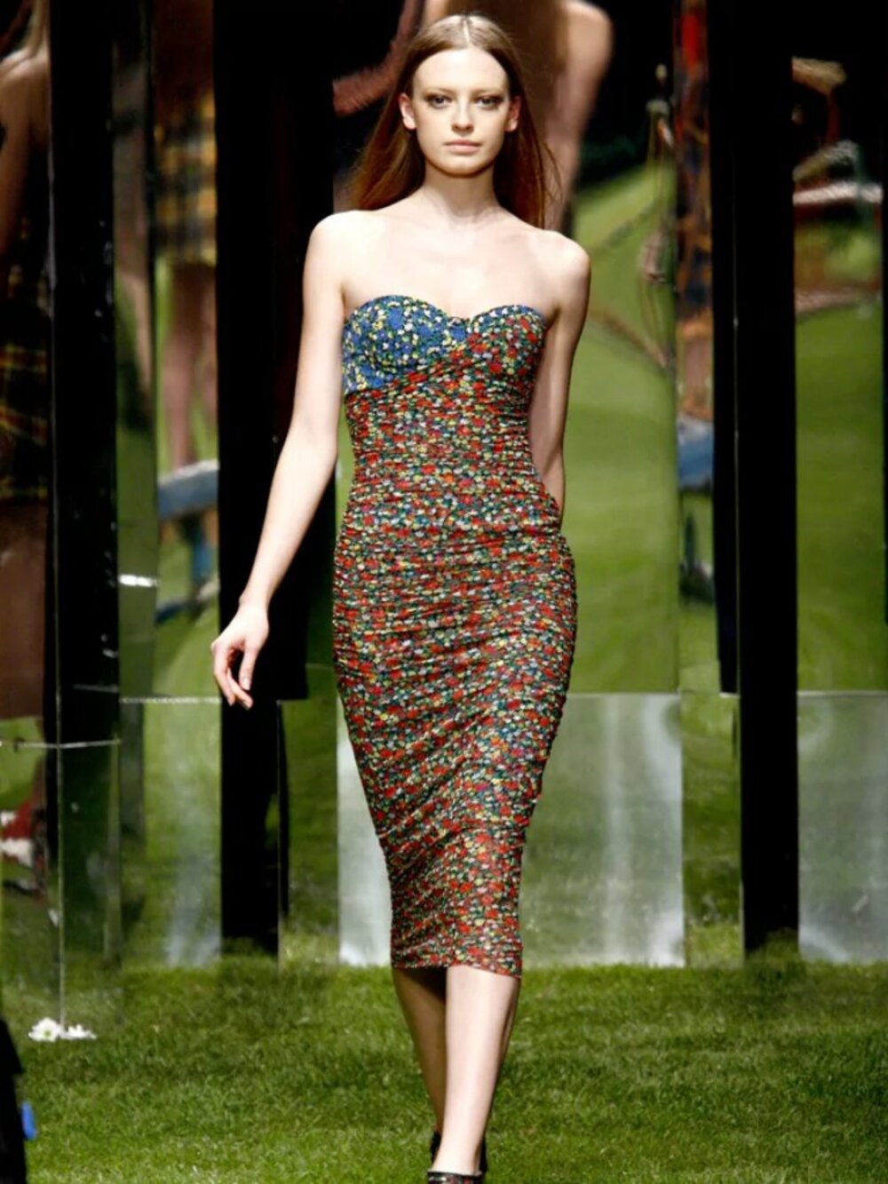 Archival Versus Versace 2011 Runway Floral Mesh Dress w/ Tags - IT 38